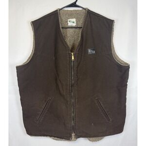 VTG Key Vest Mens Xl Tall Brown Work Wear Sherpa Lined Duck Canvas Warm Dry